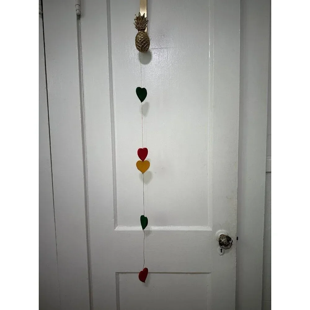 Colorful, wooden garland, heart strand